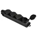 Розетка четырехместная с защит. крышками каучуковая 230В 2P+PE 16A IP44 PROxima