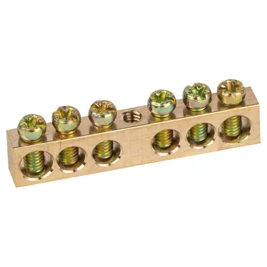 Шина NO-122-13 PEN земля-ноль 6х9мм 6/1 латунная с креплениями по центру