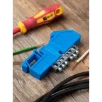 Шина 0 N (6x9мм) 6 отв. цинк синий изолятор на DIN-рейку