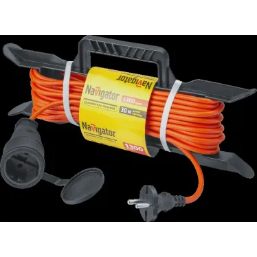 Удлинитель силовой NPE-F-30-X-2x0.75 на рамке б/з 30м ПВС 2х0,75 1300 Вт IP44