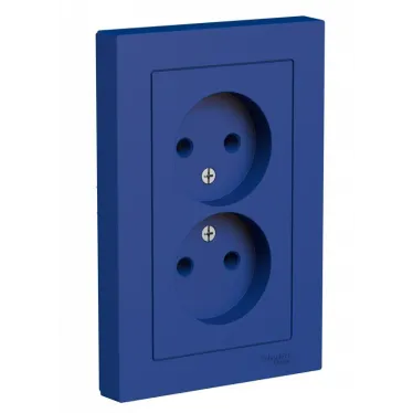 ATLASDESIGN РОЗЕТКА двойная без заземления,16А, в сборе, АКВАМАРИН