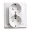 ЭТЮД Розетка двойная скрытая с заземлением без шторок белая
