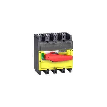 Выключатель-разъединитель INV400 4п красная рукоятка/желтая панель