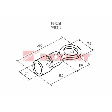 Наконечник кольцевой изолир 4.3 мм 4-6 кв мм (НКи 6.0-4 НКи5,5-4) желтый, REXANT