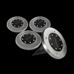 Светильник светодиодный для ландшафтного освещения садово-парковый ДВУ-0.2Вт 5000К в грунт солнечная батарей нерж. сталь компл. 4шт IP44