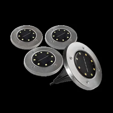 Светильник светодиодный для ландшафтного освещения садово-парковый ДВУ-0.2Вт 5000К в грунт солнечная батарей нерж. сталь компл. 4шт IP44