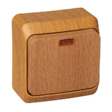 ЭТЮД Выключатель одноклавишный наружный с подсветкой бук сх.1