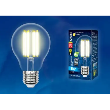 Лампа светодиодная. Форма ''A'', прозрачная. Sky. Теплый (3000K). Картон.
