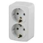 Розетка 2х2P+E Schuko, 16A-250В, ОУ, Polo, белый, 3-204-01