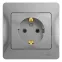 GLOSSA Розетка с заземлением в сборе алюминий