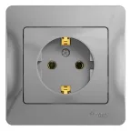 GLOSSA Розетка с заземлением в сборе алюминий