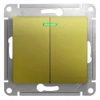 GLOSSA выключатель 2-клавишный с подсветкой сх.5а фисташковый