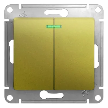 GLOSSA выключатель 2-клавишный с подсветкой сх.5а фисташковый