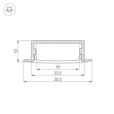 Профиль ARH-WIDE-F-H10-2000 ANOD (ARL, Алюминий)