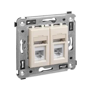 Avanti Розетка телефонная в стену двойная, ''Ванильная дымка''