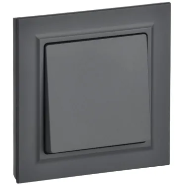 BRITE Выключатель одноклавишный 10А в сборе ВСР10-1-0-БрГ графит IEK