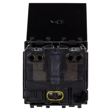 Avanti Розетка с крышкой ''Черный квадрат'', 2P+E, с защитными шторками, 2 модульная