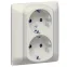Розетка 2х2К+З жемчуг автоматические клеммы с шторками