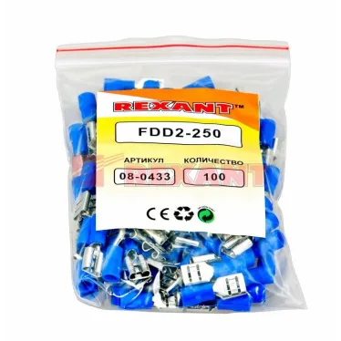 Клемма плоская изолир РПи-м 2.5-(6.3) РпИм 2-250 гнездо 7.4 мм 1.5-2.5 кв мм, REXANT