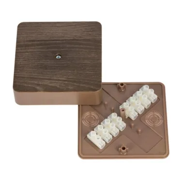 Коробка разветвительная КМР-030-032кг 100х100х25 с клеммником темное дерево PROxima