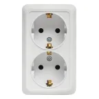 Рим Розетка двойная 16А с заземлением белая