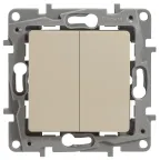 ETIKA Выключатель двухклавишный с подсветкой слоновая кость безвинтовые зажимы 10АХ