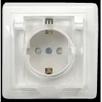 Розетка РСбш11-3-ККБ-44 одноместная с заземляющим контактом с защитными шторками керамика IP44 16А Кварта белый