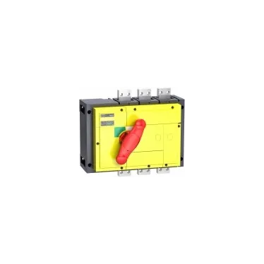 Выключатель-разъединитель INS800 3п красная рукоятка/желтая панель