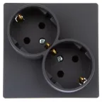 Розетка 2х2К+З Schuko без штор, графит