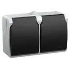 ФОРС Розетка двойная наружная с заземлением с крышкой IP54