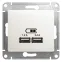 GLOSSA USB РОЗЕТКА A+С, 5В/2,4А, 2х5В/1,2 А, механизм, ПЕРЛАМУТР