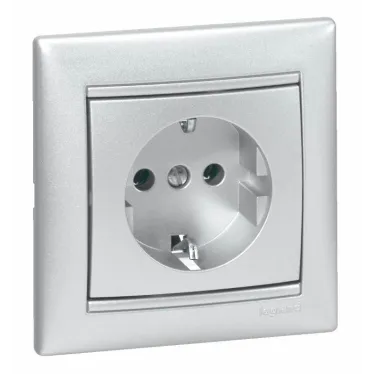 VALENA Розетка с заземлением в рамку алюминий