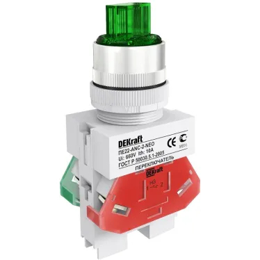 Переключатель ANC-3 d22мм 3поз. зел. 24В AC/DC