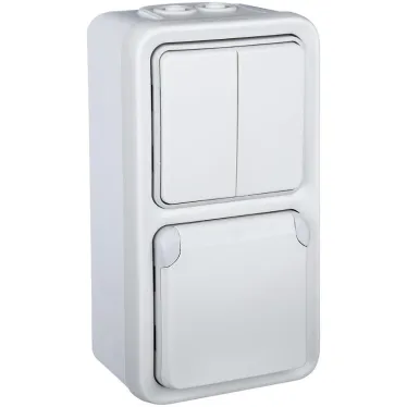 Plexo Переключатель двухклавишный встраиваемый белый