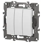 Выключатель тройной, 10АХ-250В, Эра Elegance, белый,14-1107-01