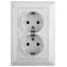 Розетка Intro Solo 4-208-01 с заземлением двойная 2X2P+E Schuko со шторками, 16А-250В, IP20, СУ, белый