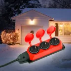 Удлинитель силовой UK-3e-3x1,5-20m-IP44(KG) с заземлением 3 розетки каучук 20м КГ 3х1,5мм2 IP44