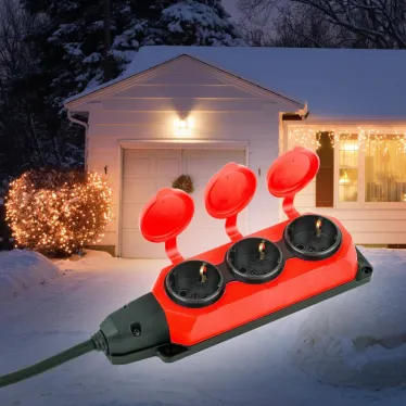 Удлинитель силовой UK-3e-3x1,5-20m-IP44(KG) с заземлением 3 розетки каучук 20м КГ 3х1,5мм2 IP44