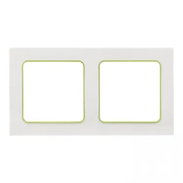 Стокгольм Рамка 2-местная белая с линией цвета зеленый