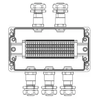 Взрывозащищенная клеммная коробка из полиэстера TBE-P-04-(25xHMM.2)-2xKAEPM2MHK-20(A)-3xKAEPM2MHK-20(C)1Ex e IIC Т5 Gb / Ex tb IIIC T95°C Db IP66 / ШЗ / КЗ
