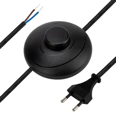 Шнур сетевой с напольным переключателем 2х0,75 мм, 2,5 м черный
