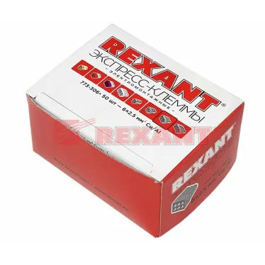 Экспресс-клемма с пастой СМК 773-306, 6-проводная до 2,5 кв мм, серая 50шт, REXANT