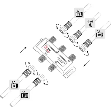 Делитель ТВ Simple DS-F-03 4 ответвления под F разъём 5-1000 МГц