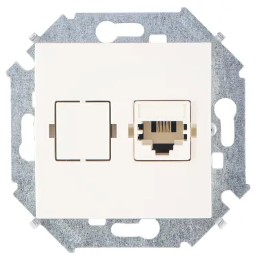 15 Розетка телефонная RJ11 винтовой зажим слоновая кость