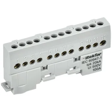 TEKFOR Шина L фаза изолированная на универсальном держателе 6х9-12-Ср IEK