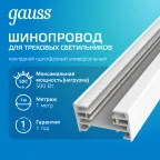 Шинопровод осветительный накладной 1м белый (с адаптером питания и заглушкой) | TR101 | Gauss