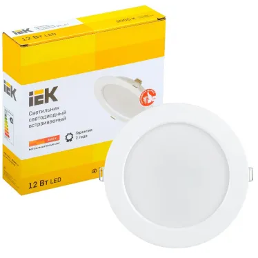 Светильник светодиодный встраиваемый ДВО 1613 белый круг 12Вт 3000К IP20