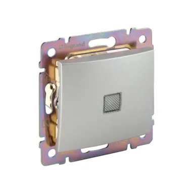 VALENA Переключатель одноклавишный на 2 направления с подсветкой алюминий