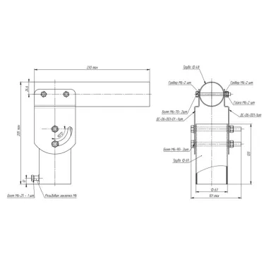 Кронштейн для уличного светильника с переменным углом для торшерной установки in-d60mm out-d48mm SPP-AC7-0-230-048