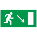 Этикетка самоклеящаяся 200х100мм Направление к эвакуационному выходу направо вниз